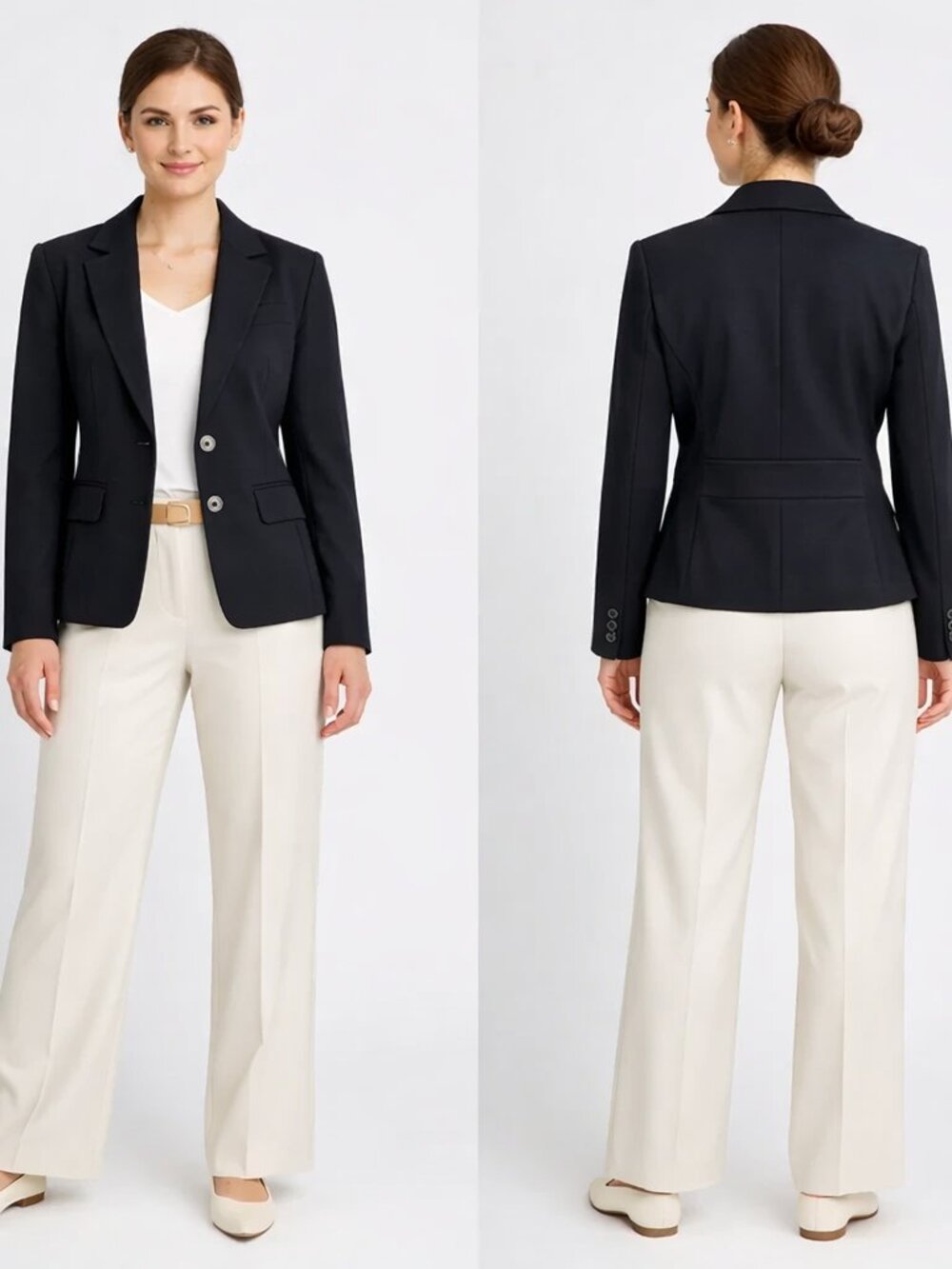7TH Ave NY&C Black Blazer with Flap Pockets Single breasted Tailored Size 8